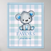 Favorit Table Niedlich Grey Bear Baby Shower Poster (Vorne)
