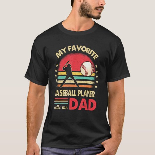 Favorite Baseball Player Calls Me Dad USA Flag Fat T-Shirt (Vorderseite)