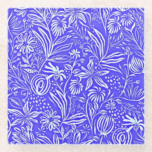 Favorite Floral Pattern, Periwinkle Blue, Glasuntersetzer (Vorderseite)