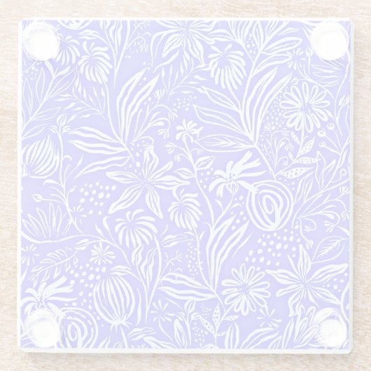 Favorite Floral Pattern, Periwinkle Blue, Glasuntersetzer (Rückseite)