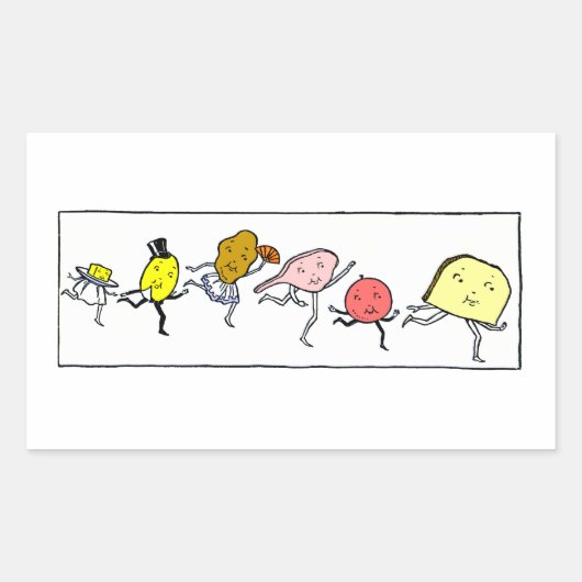 Favorite Foods Vintag Kitchart Rechteckiger Aufkleber (Vorderseite)