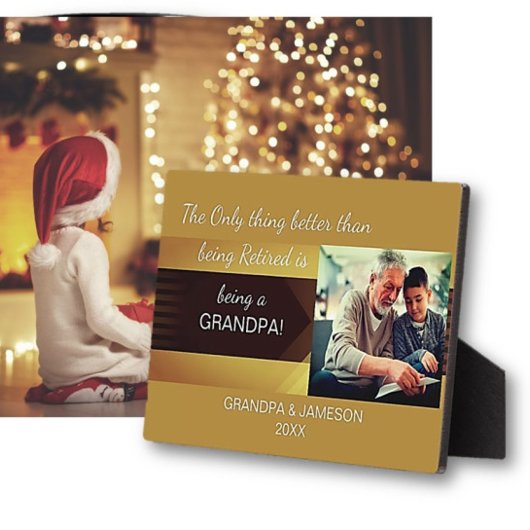 Favorite Gift! Retired Grandpa Photo Plaque Fotoplatte