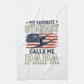 Favorite Gymnast Calls Me Papa Patriotic Vintage S Geschirrtuch (Vertikal)