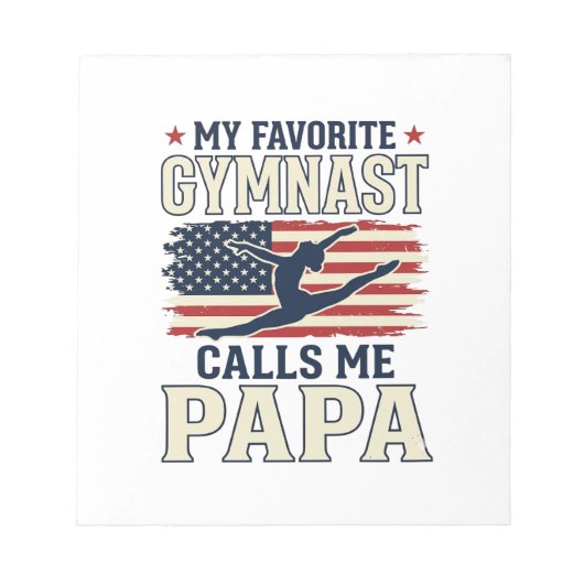 Favorite Gymnast Calls Me Papa Patriotic Vintage S Notizblock (Vorderseite)