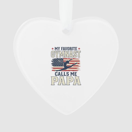 Favorite Gymnast Calls Me Papa Patriotic Vintage S Ornament (Vorderseite)