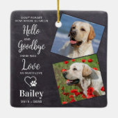 Favorite Hello Custom 2 Foto Dog Memorial Keramikornament (Rückseite)