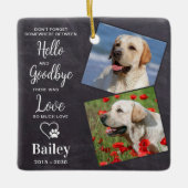 Favorite Hello Custom 2 Foto Dog Memorial Keramikornament (Vorderseite)