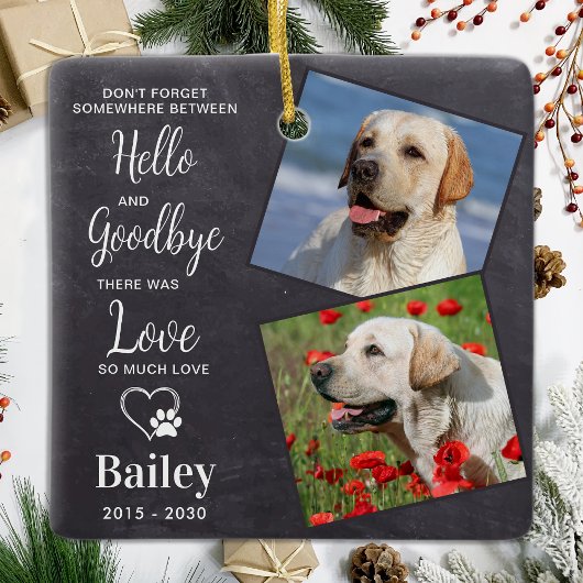 Favorite Hello Custom 2 Foto Dog Memorial Keramikornament