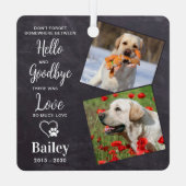 Favorite Hello Custom 2 Foto Dog Memorial Ornament Aus Metall (Rückseite)