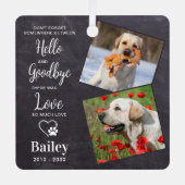 Favorite Hello Custom 2 Foto Dog Memorial Ornament Aus Metall (Vorderseite)