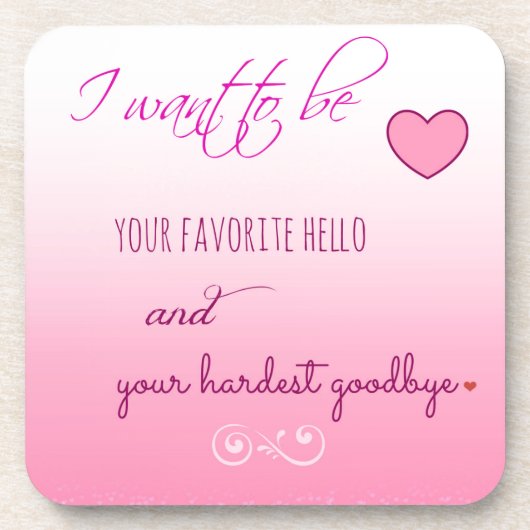 "Favorite Hello" Valentine Cork Untersetzer (Vorderseite)