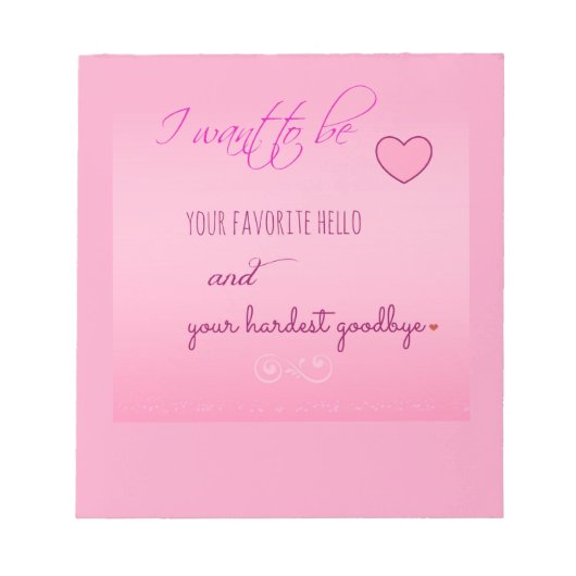 "Favorite Hello" Valentine Notepad Notizblock (Vorderseite)