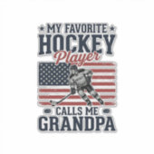 Favorite Hockey Player Calls Me Grandpa Vintage Sh Aufkleber (Vorderseite)
