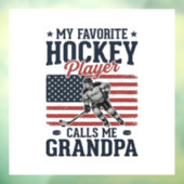 Favorite Hockey Player Calls Me Grandpa Vintage Sh Fensteraufkleber (Blatt 3)