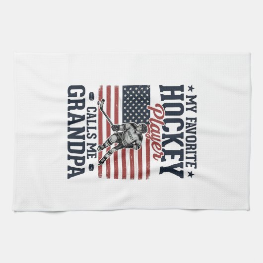 Favorite Hockey Player Calls Me Grandpa Vintage Sh Geschirrtuch (Horizontal)