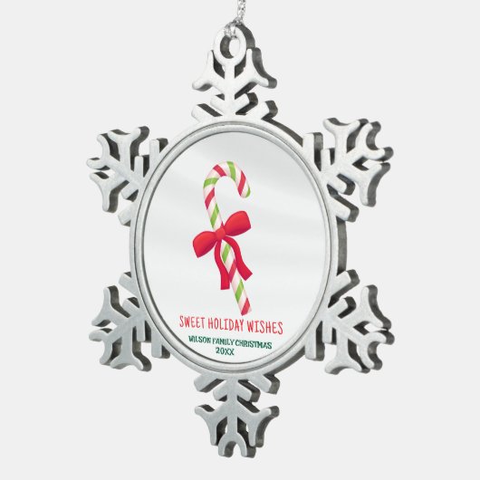 Favorite Icon Personalisiert Christmas Candy Cane Schneeflocken Zinn-Ornament (Rechts)