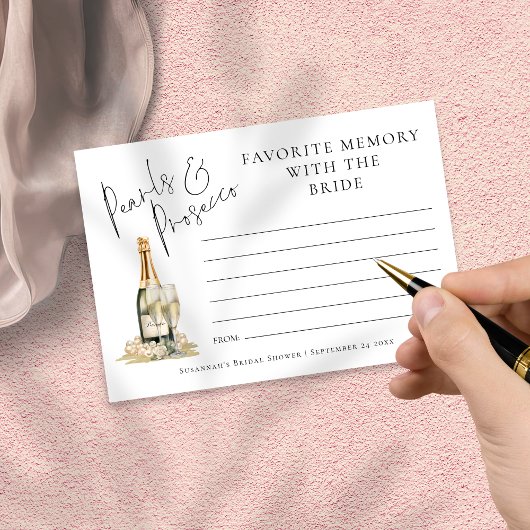 Favorite Memory Pearls Prosecco-Brautparty Karte