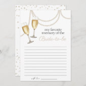 Favorite Memory Pearls Prosecco Bridal Spielkarte Einladung (Vorne/Hinten)