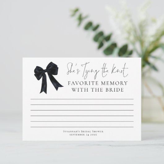 Favorite Memory With Bride Black Bow Bridal Shower Karte (Stehend Vorderseite)