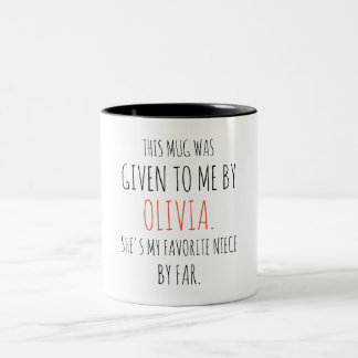 Favorite Niece - Custom Tunt Personalisiert Uncle Zweifarbige Tasse