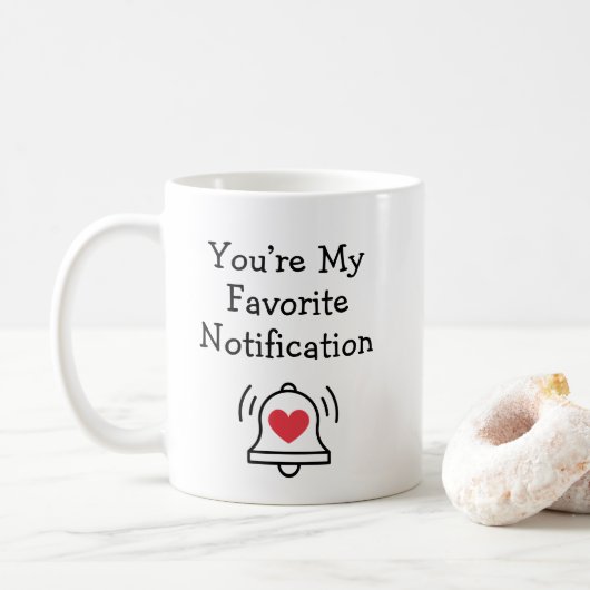 Favorite Notification Modern Bell Black & Red Kaffeetasse (Mit Donut)