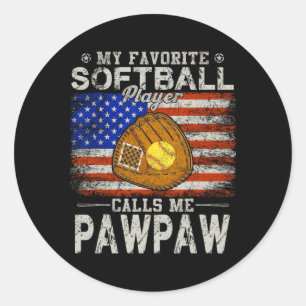 Favorite Softball Player nennt mich Pawpaw Softbal Runder Aufkleber
