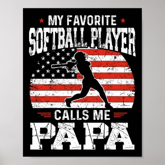 Favorite Softball Player ruft mich Papa Funny Fath Poster (Vorne)