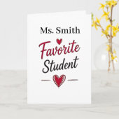 Favorite Student Personalized Teacher Gift Karte (Gelbe Blume)