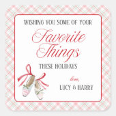 Favorite Things Christmas Ballet Slippers Quadratischer Aufkleber (Vorderseite)