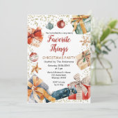Favorite Things Christmas Exchange Geschenk Party Einladung (Stehend Vorderseite)