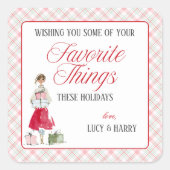 Favorite Things Christmas Glam Girl Quadratischer Aufkleber (Vorderseite)