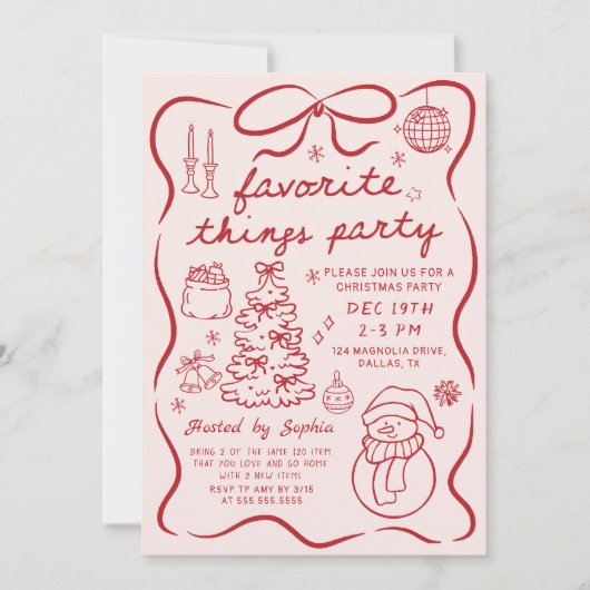 Favorite Things Christmas Holiday Party Invitation Einladung (Vorderseite)