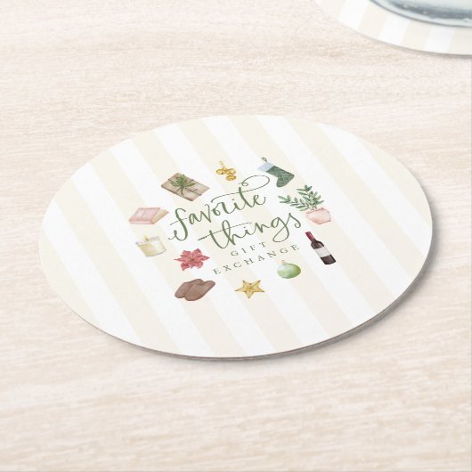 Favorite Things Geschenk Austausch Weihnachts-Part Runder Pappuntersetzer (Angewinkelt)