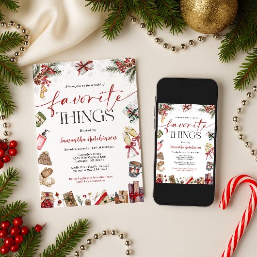 Favorite Things Gift Exchange Party Invite Einladung