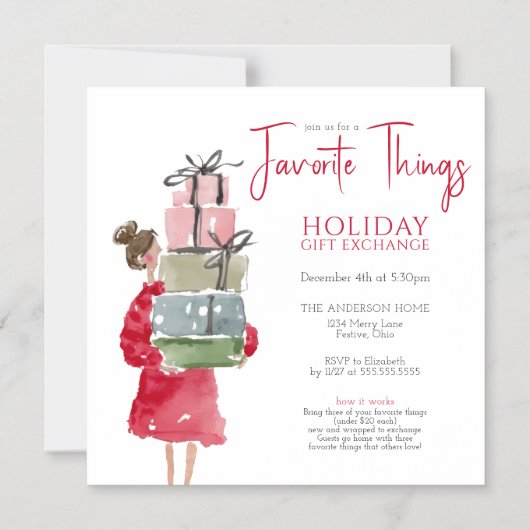 Favorite Things Holiday Party Magneteinladung (Vorderseite)