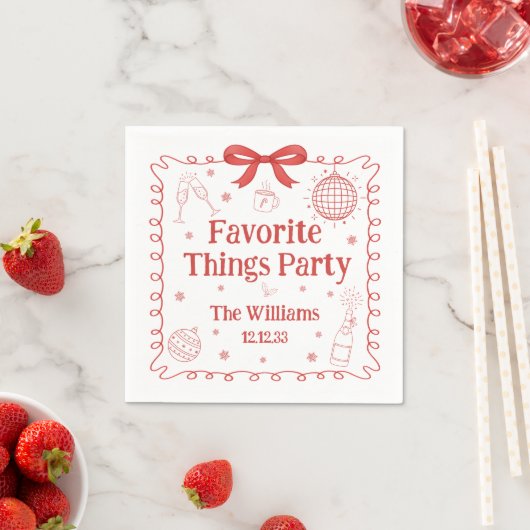 Favorite Things Party Red Bow Christmas Serviette (Beispiel)