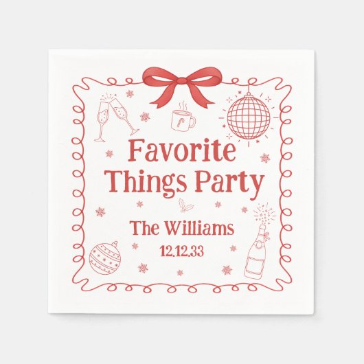 Favorite Things Party Red Bow Christmas Serviette (Vorderseite)