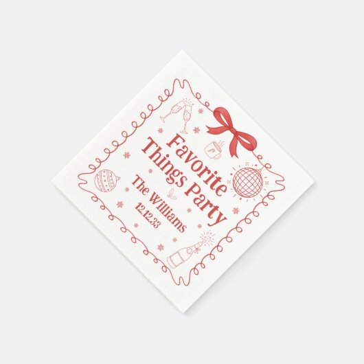 Favorite Things Party Red Bow Christmas Serviette (Ecke)