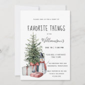 Favorite Things Watercolor Weihnachts-Party Einladung (Vorderseite)