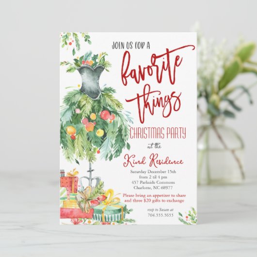 Favorite Things Weihnachts-Einladung Einladung (Stehend Vorderseite)