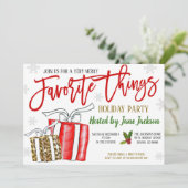 Favorite Things Weihnachts-Party Einladung (Stehend Vorderseite)