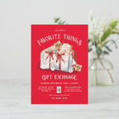 Favorite Things Weihnachtsgeschenk Austausch Einladung (Stehend Vorderseite)