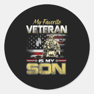 Favorite veteran is son veterans day patriotic men runder aufkleber