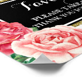 Favoriten Baby Shower Schild Black Gold Pink Flora (Ecke)