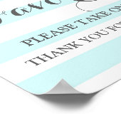 Favoriten Babydusche Schild Blaue Blumen Streifen (Ecke)