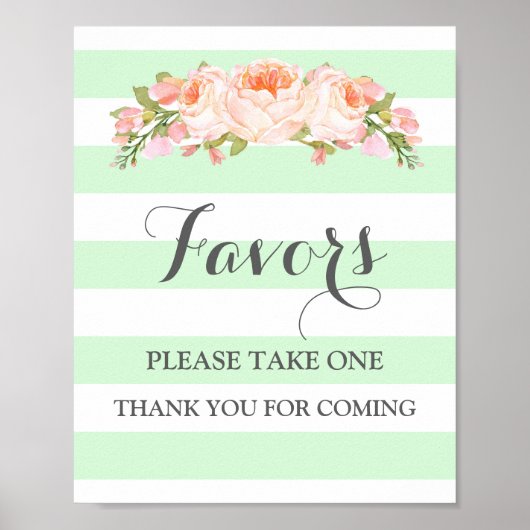 Favoriten Babyduschensignatur Minze Blume Streifen Poster (Vorne)