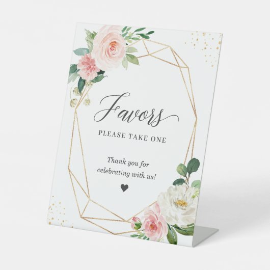 Favoriten Bitte nehmen Sie ein Gold Frame Blush Fl Sockelschild (Vorderseite)