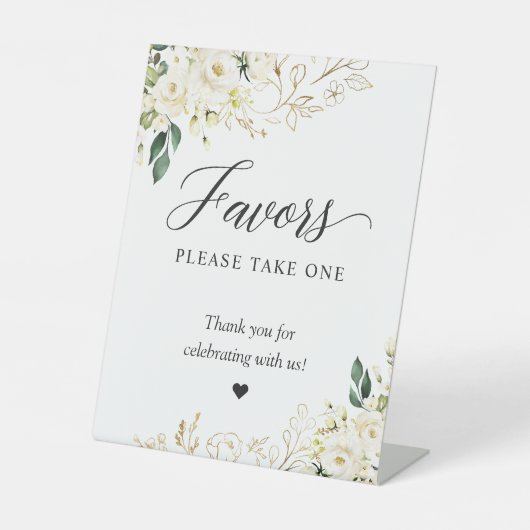 Favoriten Bitte nehmen Sie eine goldgrüne weiße Bl Sockelschild (Vorderseite)