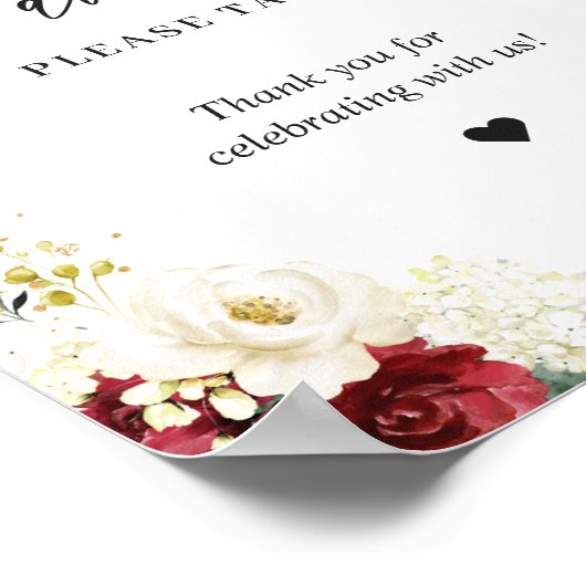 Favoriten Bitte nehmen Sie eine Rot-Rose-Blüte ein Poster (Ecke)