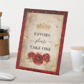 Favoriten Bitte nehmen Sie eine Rote Rose Gold Cro Sockelschild (In SItu)